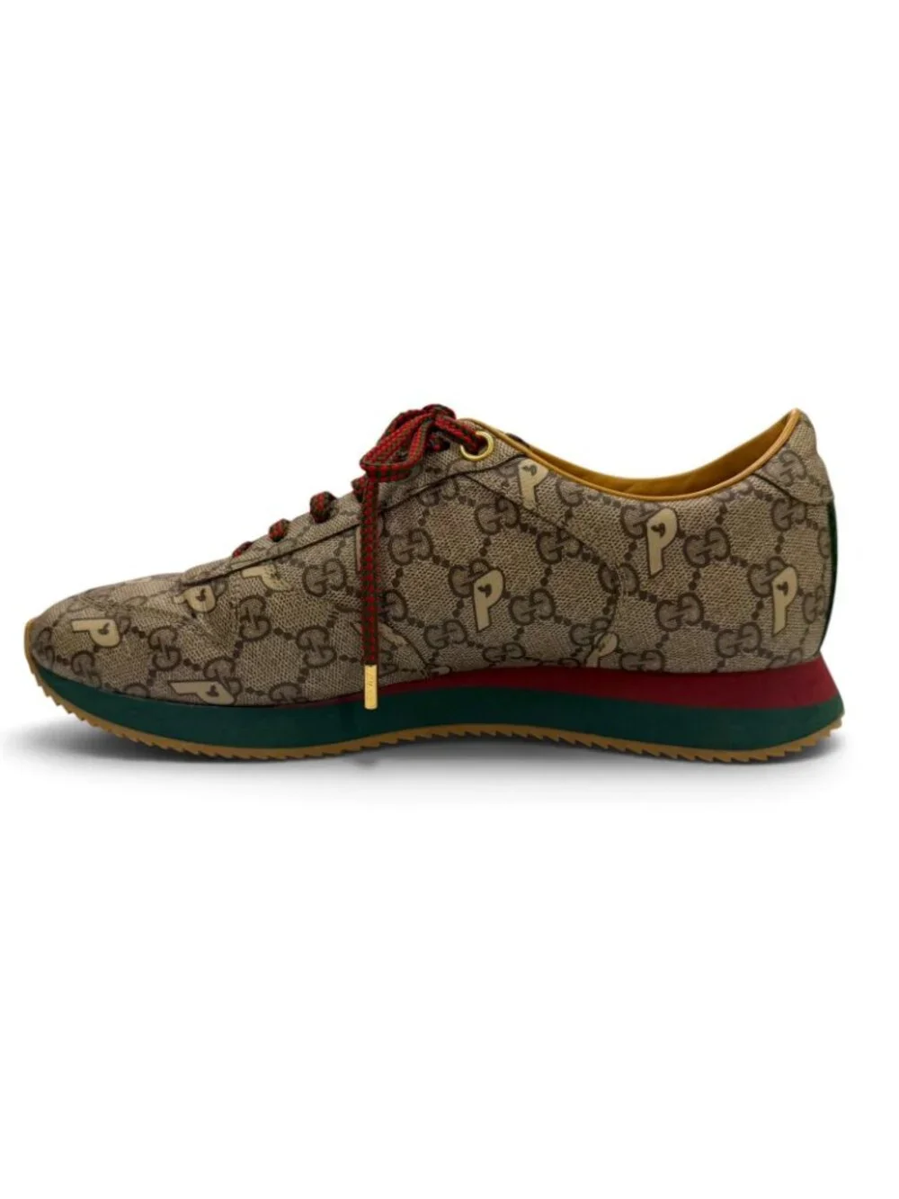 Gucci Palace Web Line GG Supreme Lace-up Low-Top Sneakers Brown Gold